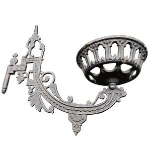 Antique Cast Iron Wall-Mounted Oil Lamp Holder Ornate Gothic Design